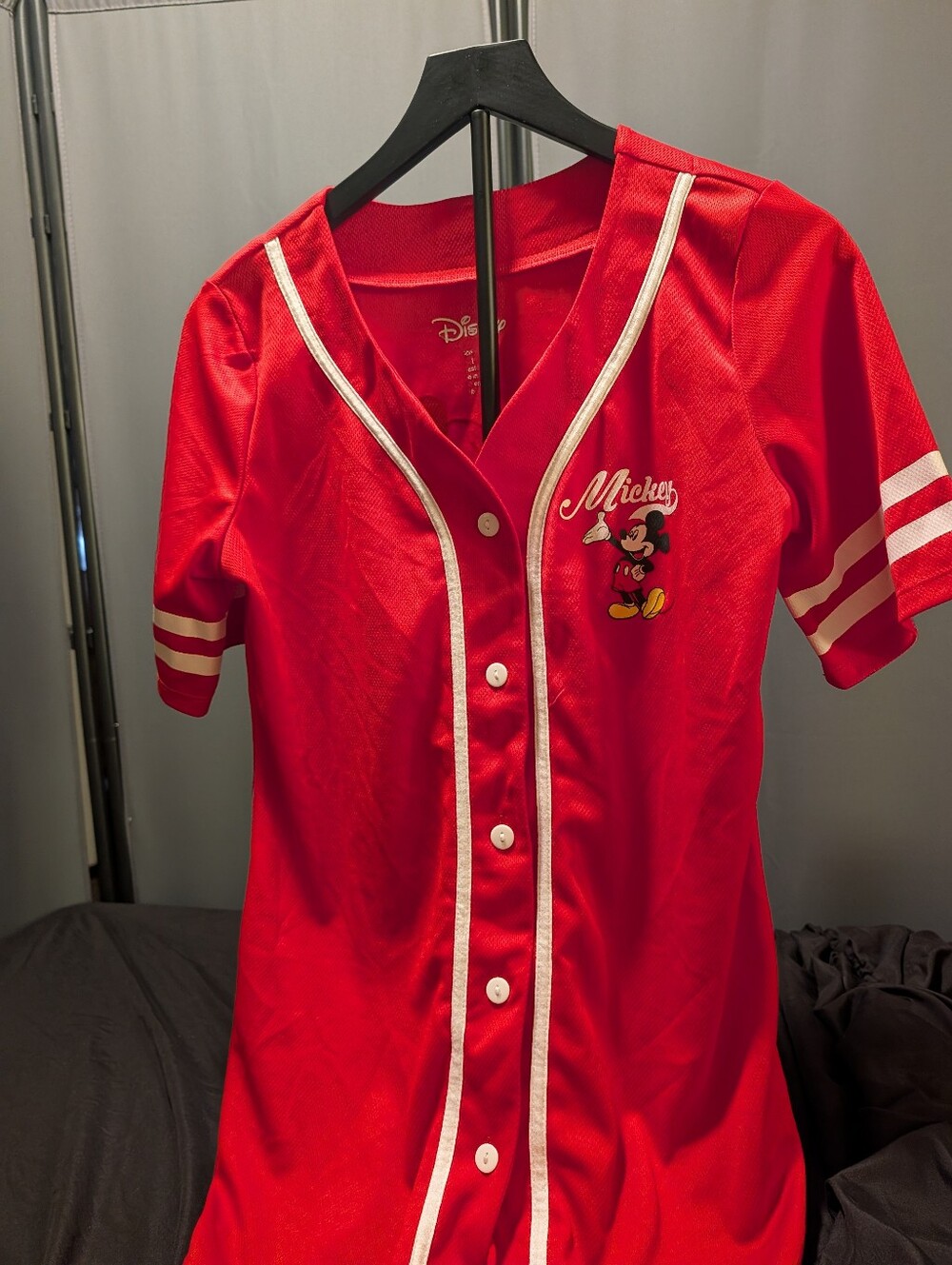 Disney Mickey Mouse Red Women's Mesium Baseball Jersey - Picture 6 of 7